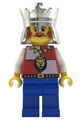 King of the Royal Knights wearing a chrome gold crown with a lion crest, black hips, and blue legs - cas552