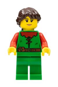 Forestwoman Minifigure - Red-haired Forestwoman with a ponytail - cas558