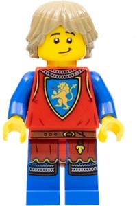 Lion Knight Minifigure - Male lion knight with dark tan hair - cas560