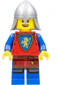 Lion Knight Minifigure - Male lion knight with a flat silver neck protector - cas563