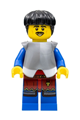 Male lion knight with black hair wearing flat silver armor - cas566