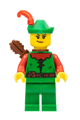 Forestwoman with a green hat, adorned with a red feather and carrying a quiver - cas572
