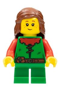 Forest Girl Minifigure - Long-haired red forest girl - cas573