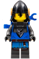 Male Black Falcon with pearl dark gray detailed legs, black neck protector, and carrying a backpack - cas574