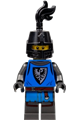 Male Black Falcon with pearl dark gray detailed legs, wearing a black helmet with an eye slit and black plume - cas576