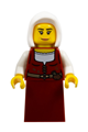 Female innkeeper in a dark red dress with a white hood - cas586