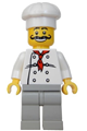 Chef - White Torso with 8 Buttons, White Legs, Long Curly Moustache - chef009
