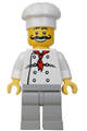 Chef with white torso with 8 buttons, white legs, and a long curly moustache - chef009
