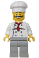 Chef - White Torso with 8 Buttons, Light Gray Legs, Long Curly Moustache - chef010