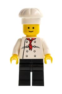 Chef - White Torso with 8 Buttons, Black Legs, Standard Grin chef014