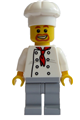 Chef with white torso featuring 8 buttons, paired with light bluish gray legs - chef016