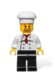 Chef minifigure with white torso featuring 8 buttons, black legs, and a beard around the mouth - chef018