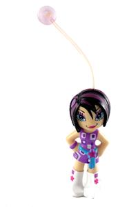 Clikits Figure Star Minifigure - Star Clikits figure with black hair streaked with purple, wearing a purple dress with sash and white boots - clik01