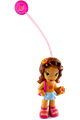 Clikits Figure Daisy with brown hair, wearing an orange top, an aqua skirt, and dark pink sandals - clik02