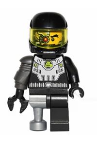 Space Villain Minifigure - A space villain with a flat silver pirate peg leg - col038a