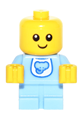 Baby with a bright light blue body wearing an elephant bib - col260