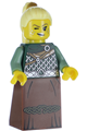 Warrior - Female with Scale Mail, Reddish Brown Skirt, Bright Light Yellow Hair, Silver Lips - col263