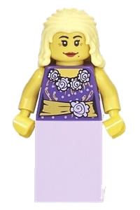 Musician - Female, Blouse with Gold Sash and Flowers, Lavender Skirt, Bright Light Yellow Hair col265