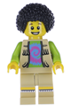 Musician - Male, Vest with Fringe over Lime Top with Pink and Blue Swirl, Black Bushy Hair - col266