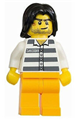 Police minifigure in jail prisoner outfit 50380 prison stripes with tousled hair - col276
