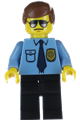 Police - City Shirt with Dark Blue Tie and Gold Badge, Black Legs, Brown Male Hair, Sunglasses - col282