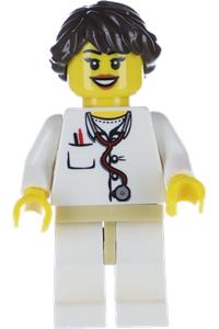 Doctor - Lab Coat Stethoscope and Thermometer, White Legs with Tan Hips, Long French Braided Female Hair col284
