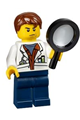 City Jungle Scientist - White Lab Coat with Test Tubes, Dark Blue Legs, Reddish Brown Parted Hair, Scowl - col309