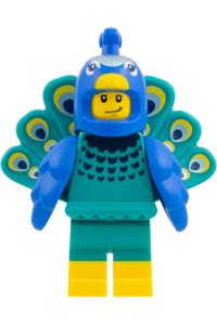 Peacock Costume Fan Minifigure - Minifigure from Series 28 wearing a peacock costume fan, without stand and accessories - col461