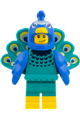 Minifigure from Series 28 wearing a peacock costume fan, without stand and accessories - col461