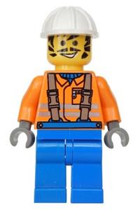 Construction Worker - Orange Shirt, White Construction Helmet con003