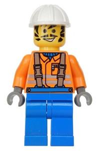 Construction Workman Fred - Construction worker with an orange shirt and white construction helmet - con003