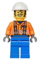 Construction worker with an orange shirt and white construction helmet - con003