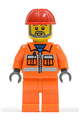 Construction Worker - Orange Zipper, Safety Stripes, Orange Arms, Orange Legs, Red Construction Helmet, Gray Angular Beard - con008