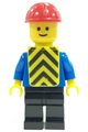 Plain Blue Torso with Blue Arms, Black Legs, Red Construction Helmet, Yellow Chevron Vest - con013