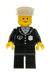 Police - Suit with 4 Buttons, Black Legs, White Hat cop001