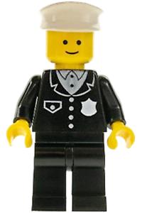 Police - Suit with 4 Buttons, Black Legs, White Hat cop001