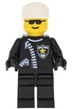 Sheriff police minifigure with a white cap adorned with a zipper and sheriff star - cop006
