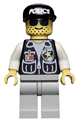Sheriff police with a black cap featuring a police pattern, light gray legs, and white arms - cop008
