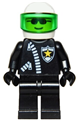 Police officer wearing a white helmet with a trans-green visor and a zipper featuring a sheriff star - cop018
