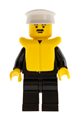 Police officer wearing a suit with a sheriff star, white hat, life jacket, and black legs - cop021
