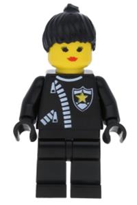 Police - Zipper with Sheriff Star, Black Ponytail Hair cop024