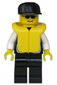 Police with sheriff star and 2 pockets, black legs, white arms, black cap, and life jacket - cop033