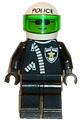 Police - Zipper with Sheriff Star, White Helmet with Police Pattern, Trans-Green Visor - cop038