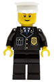 Police - City Suit with Blue Tie and Badge, Black Legs, White Helmet, Trans-Black Visor, Scowl - cop045