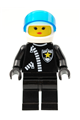Female police officer in a white helmet with a zipper featuring a sheriff star, and a trans-dark blue visor - cop047