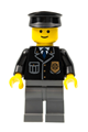 Police - City Suit with Blue Tie and Badge, Dark Bluish Gray Legs, Black Hat - cop050