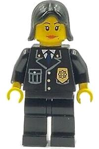 Police - City Suit with Blue Tie and Badge, Black Legs, Black Female Hair cop053