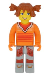 Tina Minifigure - Tina minifigure with an orange torso and light gray legs - cre001