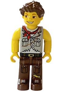 Jake Minifigure - Jake with a light gray torso and brown legs - cre002