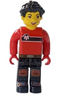 Max Minifigure - Max with a red torso and black legs - cre011